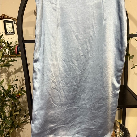 Lush Blue Pencil Midi Skirt with slit and lace detail size medium - Picture 6 of 8